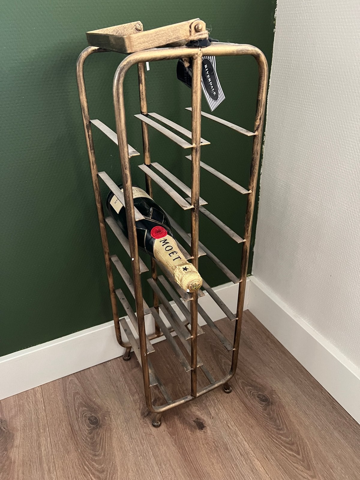 Riverdale Wijnrek Goud 88cm, Huis en Inrichting, Ophalen, 5 tot 15 flessen, Nieuw, 75 – 100