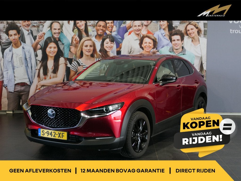 Mazda CX-30 2.0 e-SkyActiv-X M Hybrid Homura - Occasion Leas, Auto's, Mazda, Stof, Gebruikt, Origineel Nederlands, Handgeschakeld