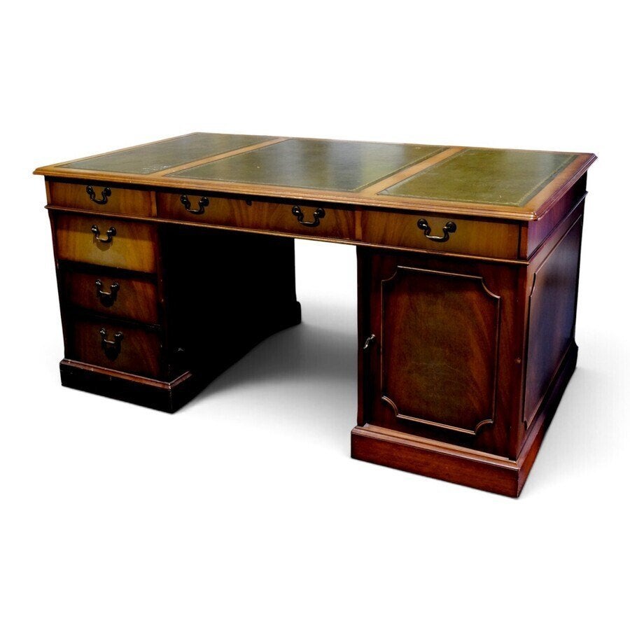 Mahoniehouten bureau in Engelse stijl, Huis en Inrichting, Overige typen, 160 cm, Gebruikt, Hout