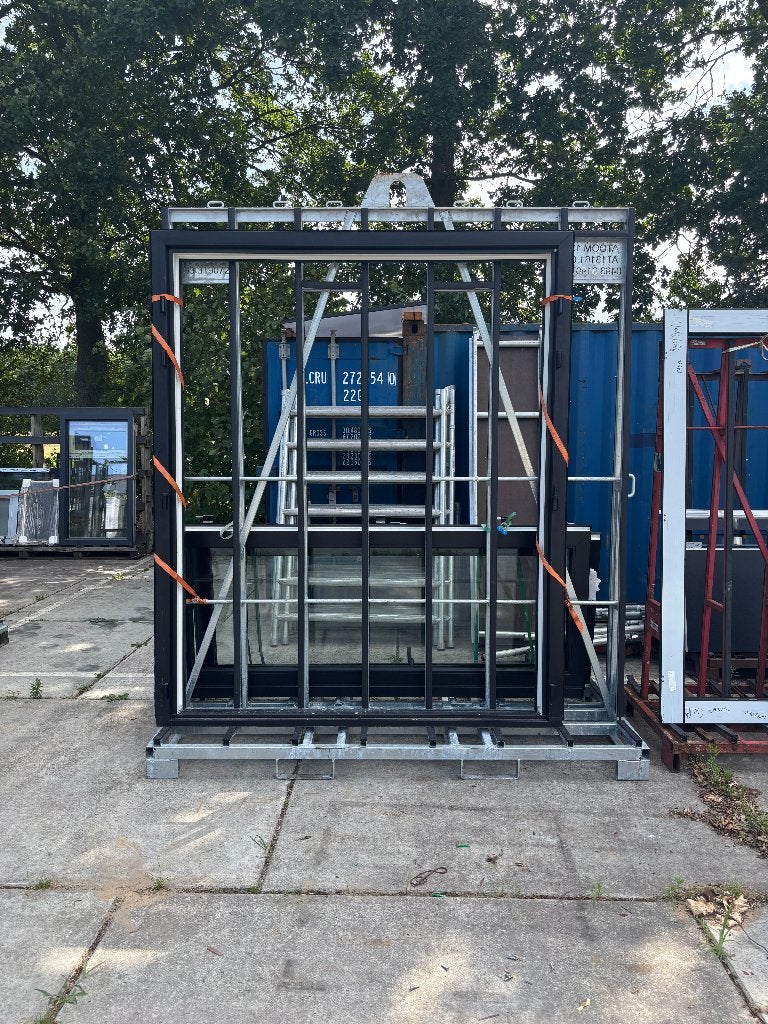 kunststof tuindeur Aluplast – Zwart – 2000 x 2400 mm, Ophalen, Gevelraam of Ruit, Gebruikt, 160 cm of meer