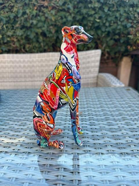 honden beeld street a windhond whippet hazewindhond, Ophalen of Verzenden