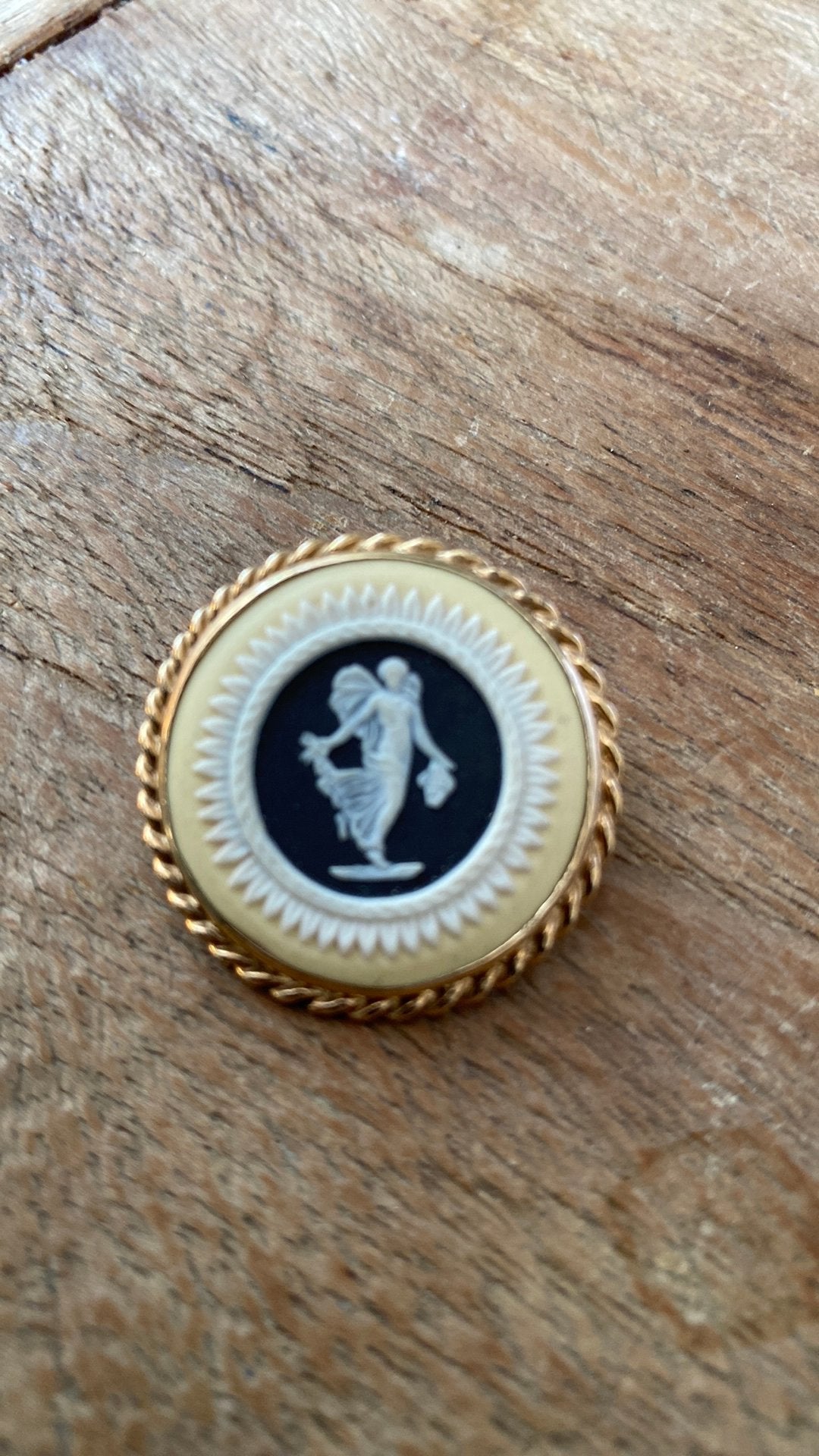Broche , hanger van wedgewood England 9 karaat goud, Ophalen of Verzenden, Zo goed als nieuw, Goud