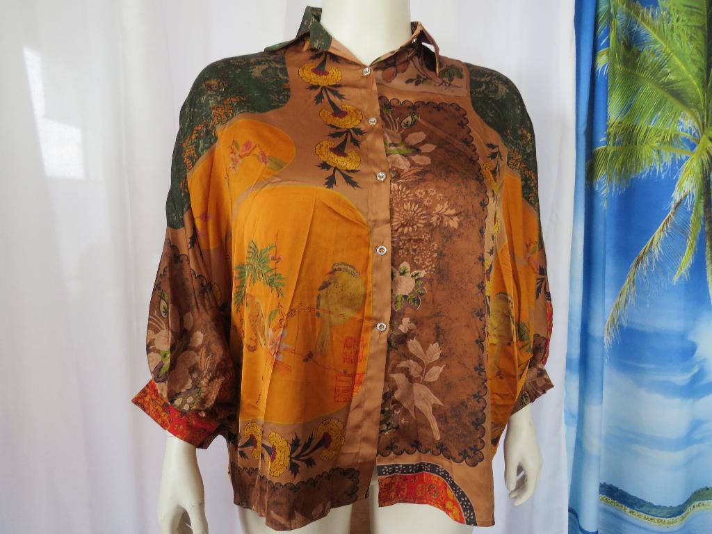 kleurige blouse met vogel bloemen print  YunJin Yi classic, Overige kleuren, YunJin Yi, Blouse of Tuniek, Ophalen of Verzenden