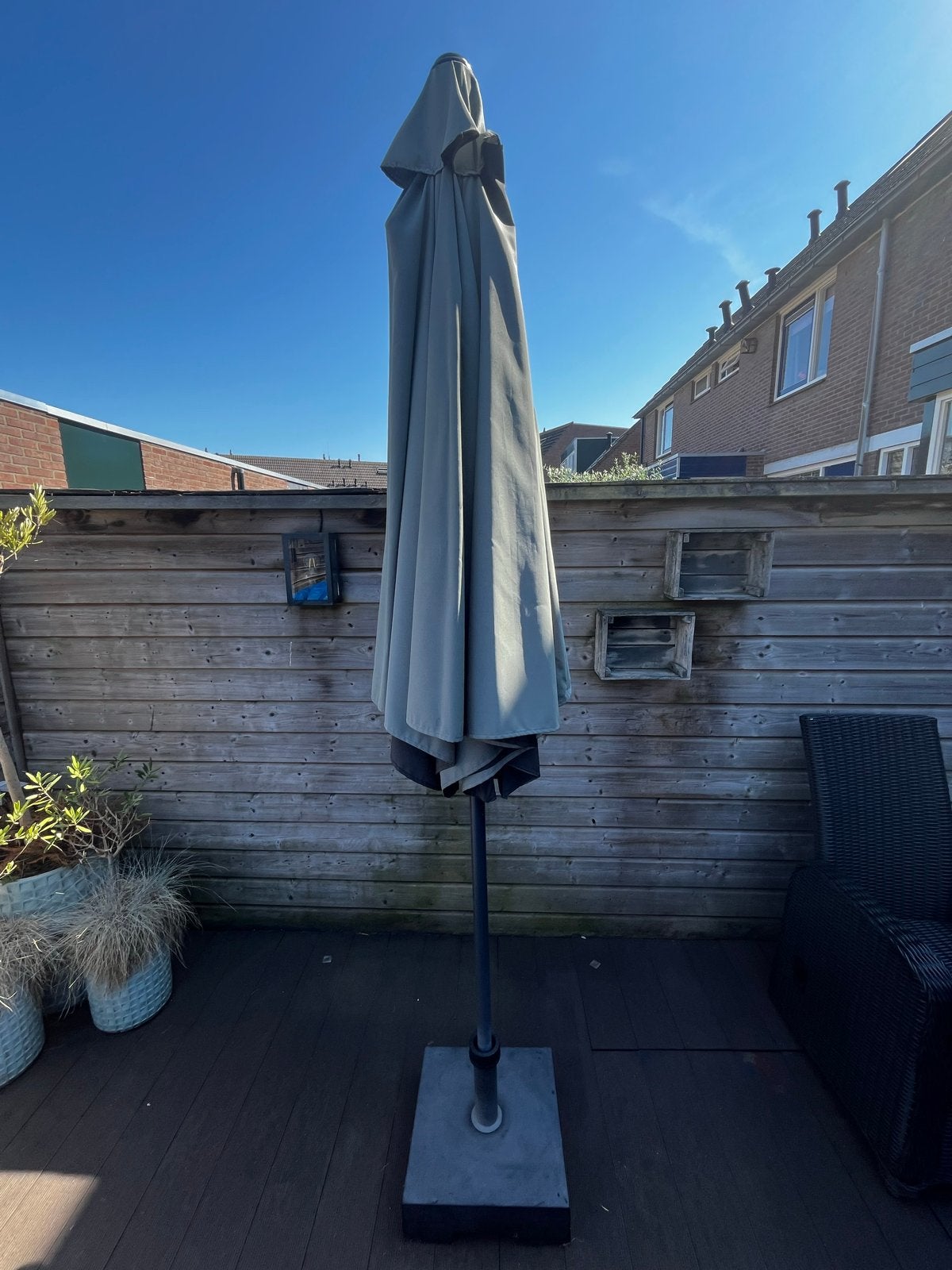 parasol met voet en hoes, Ophalen, Gebruikt, 2 tot 3 meter, Stokparasol