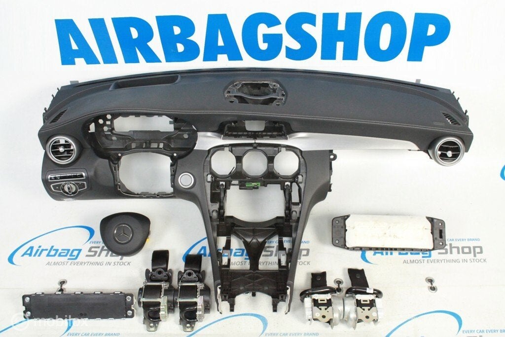 Airbag set - Dashboard zwart stiksel HUD Mercedes C W205, Gebruikt, Ophalen of Verzenden