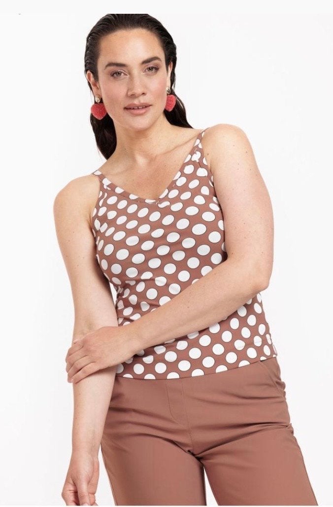 Studio Anneloes top maat L, chocolade bruin met stippen, Bruin, Verzenden, Maat 42/44 (L), Zo goed als nieuw