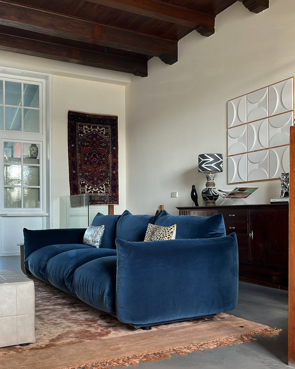 Arflex Marenco Sofa - Donkerblauw - Zo goed als nieuw, Ophalen, Zo goed als nieuw, Stof
