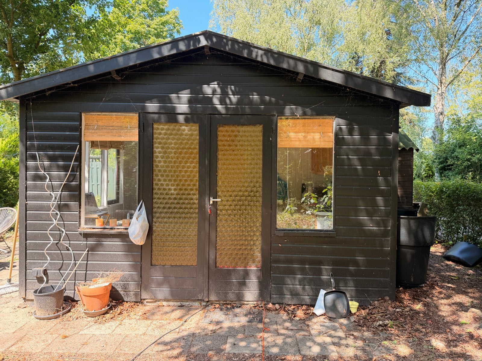 Houten Tuinhuisje 4x4m, 3m hoog - Gratis ophalen, Tuin en Terras, Tuinhuizen, Ophalen, Gebruikt, 250 tot 500 cm, 400 cm of meer