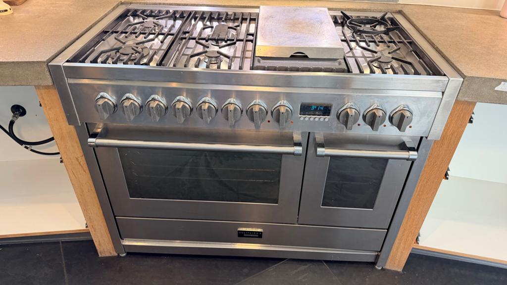 RVS Fornuis, vrijstaand of inbouw - 6 gaspitten, 2 ovens, Witgoed en Apparatuur, Fornuizen, 60 cm of meer, Ophalen of Verzenden