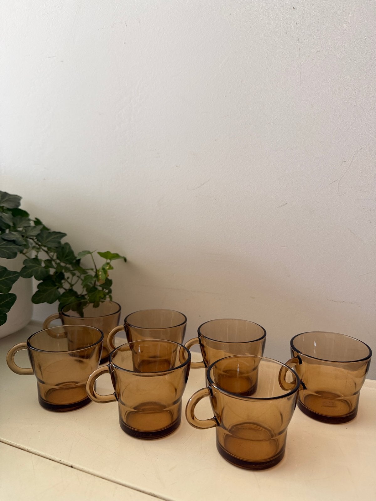Set van 7 glazen espresso kopjes jaren 70, Ophalen of Verzenden