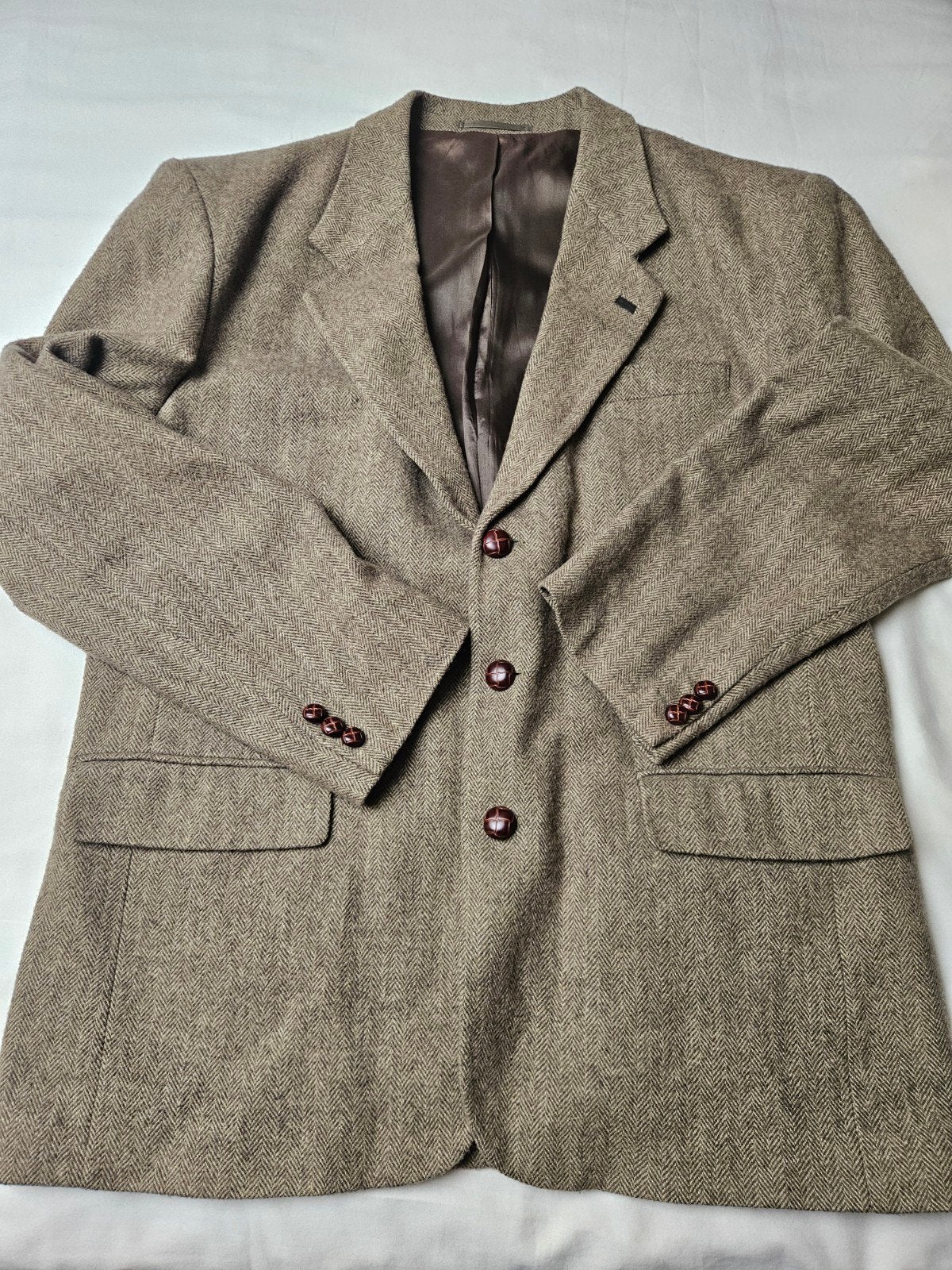 Vintage blazer/colbert bruine bol knopen maat 54 van 60% wol, Ophalen of Verzenden, Zo goed als nieuw, Maat 52/54 (L), Bruin