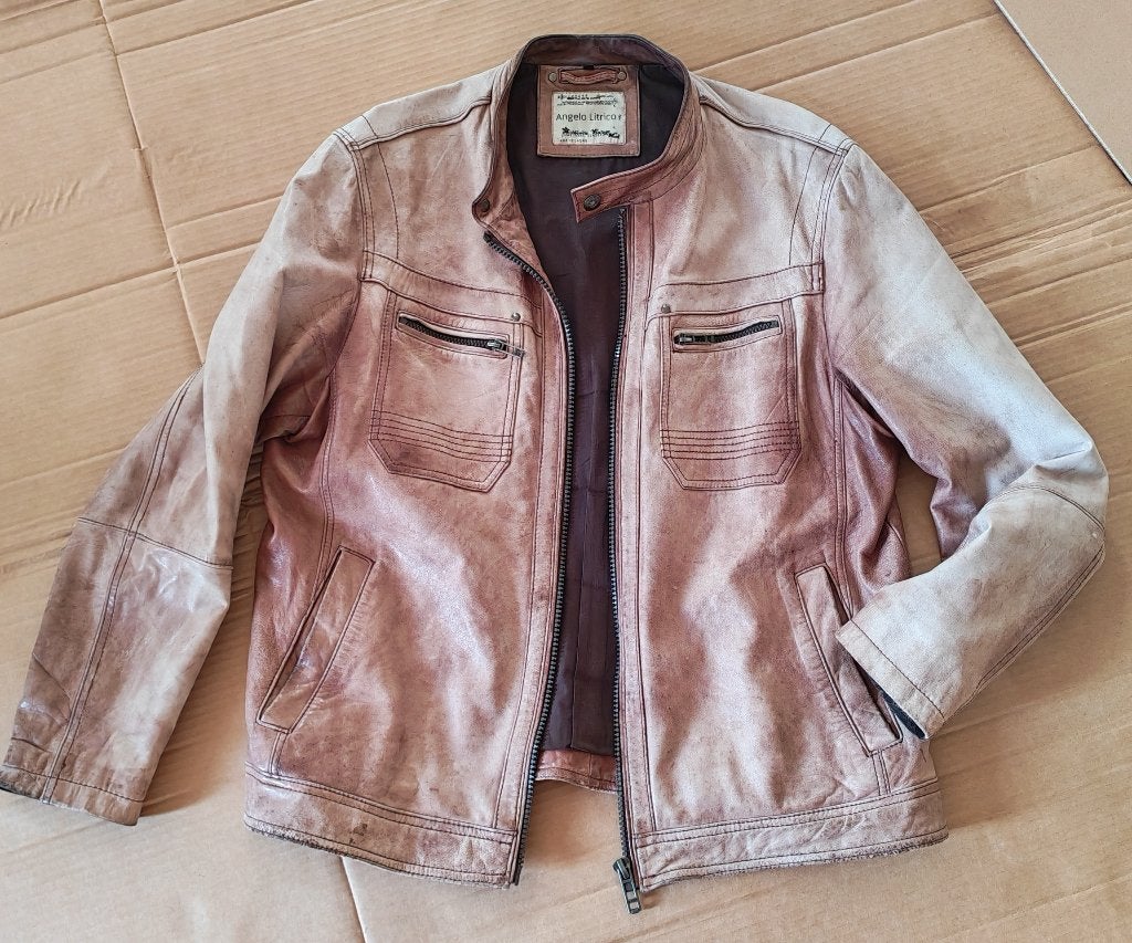 Angelo Litrico Vintage Leren Jas — 100% Lammnappa, Kleding | Heren, Bruin, Angelo Litrico, Maat 56/58 (XL), Ophalen of Verzenden