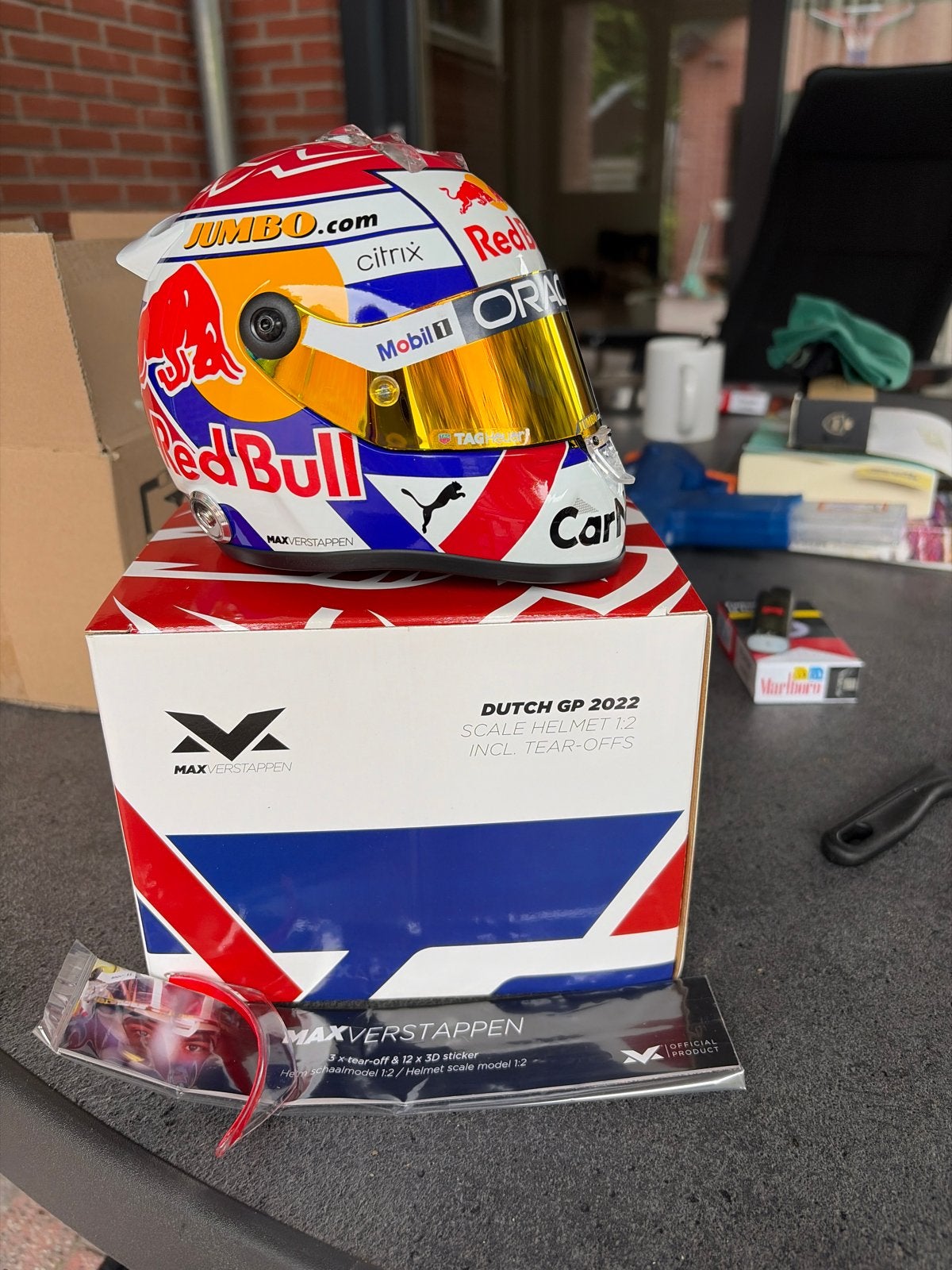 Max Verstappen Dutch GP 2022 Schaalmodel Helm 1:2, Verzamelen, Ophalen of Verzenden, Zo goed als nieuw, Formule 1