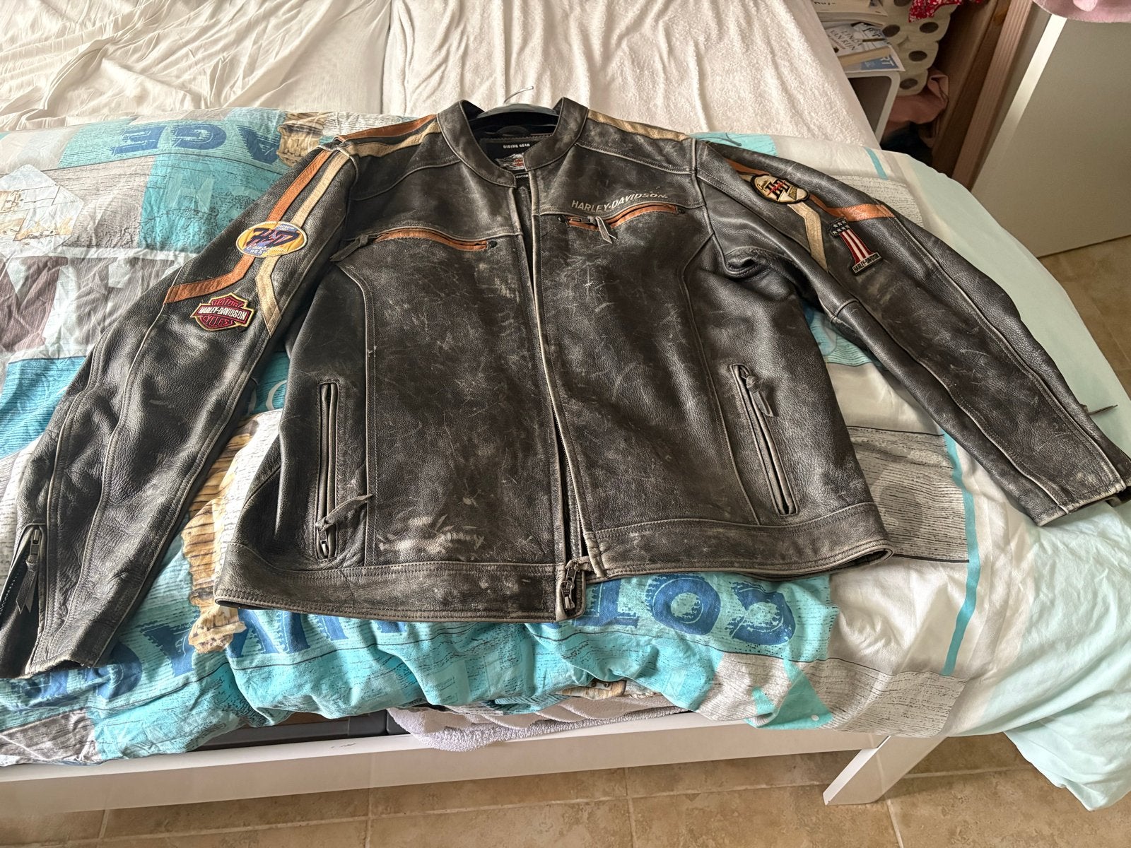 Harley-Davidson Leren Motorjas - Vintage Stijl 2XL, Motoren, Ophalen of Verzenden, Tweedehands, Heren, Jas | leer