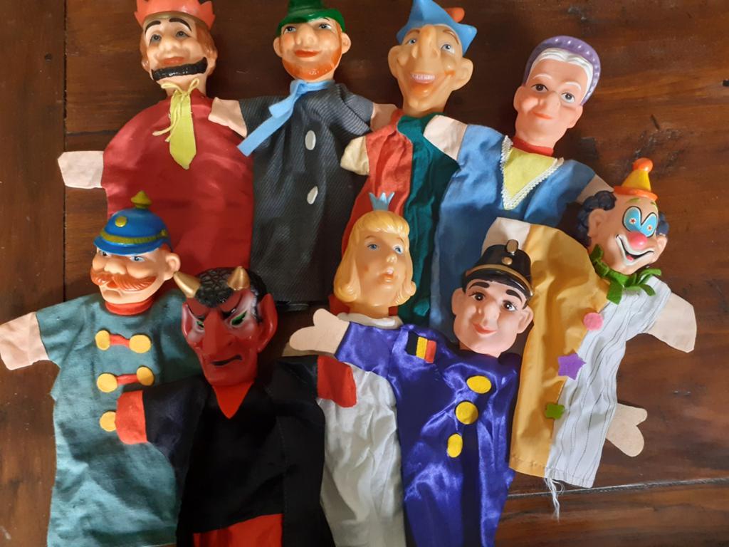 Retro handpoppen poppenkastpoppen ( O ), Verzamelen, Poppen, Zo goed als nieuw, Pop, Ophalen of Verzenden
