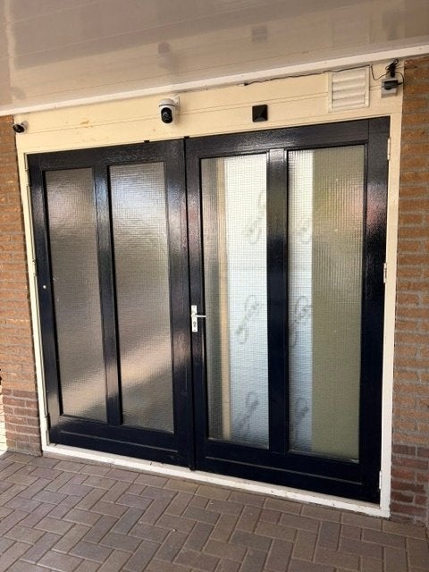 Puntgave Merbau Garagedeuren - 222x201.5 cm, Ophalen, 120 cm of meer, Garagedeur, Zo goed als nieuw