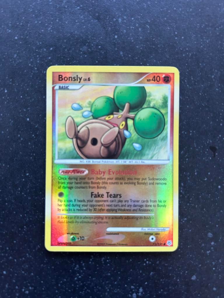 Bonsly 71/130 Pokémon Kaart - Baby Evolution, Ophalen of Verzenden, Gebruikt, Losse kaart