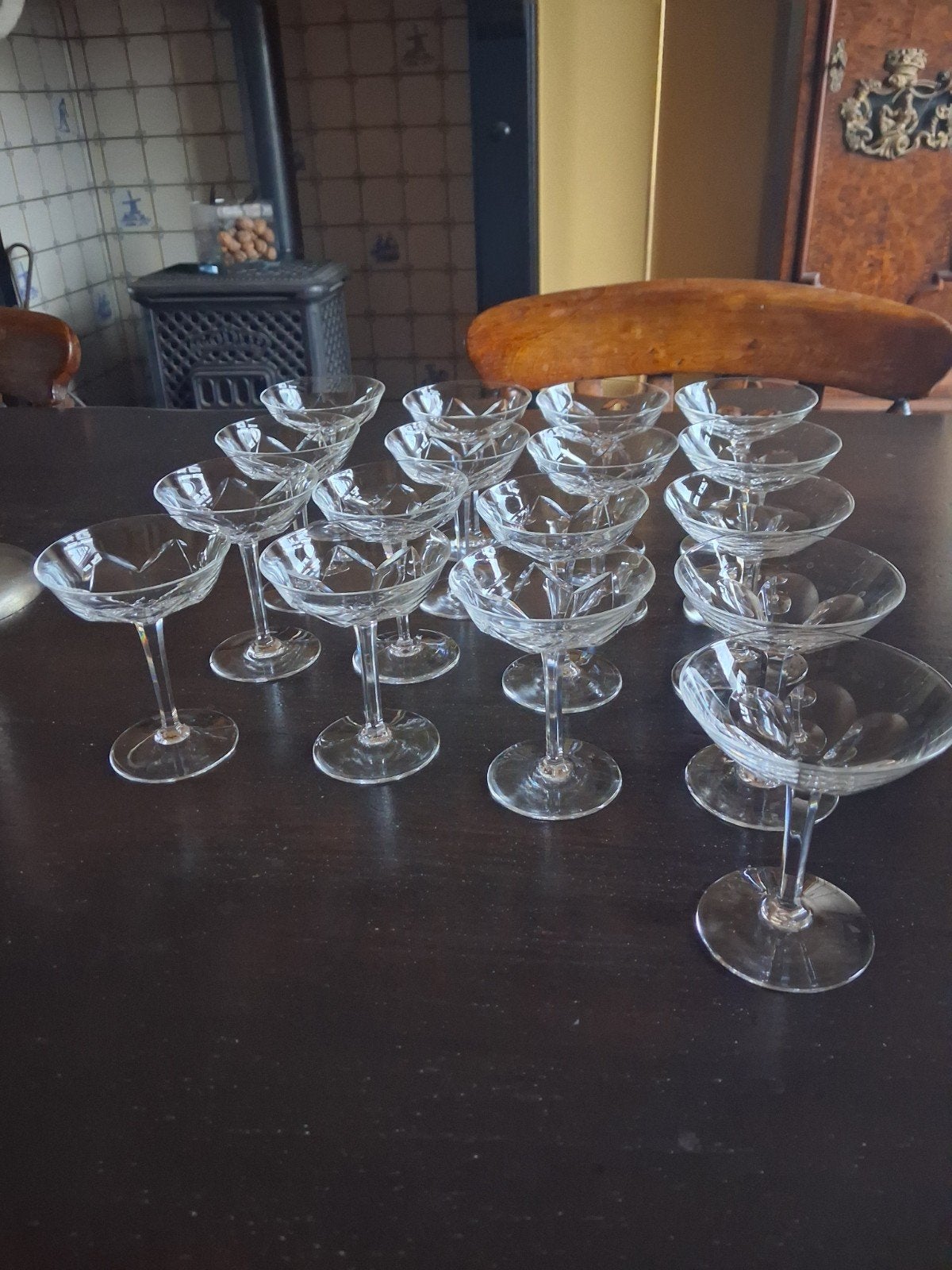 Val Saint Lambert champagne glazen, Ophalen, Gebruikt, Glas