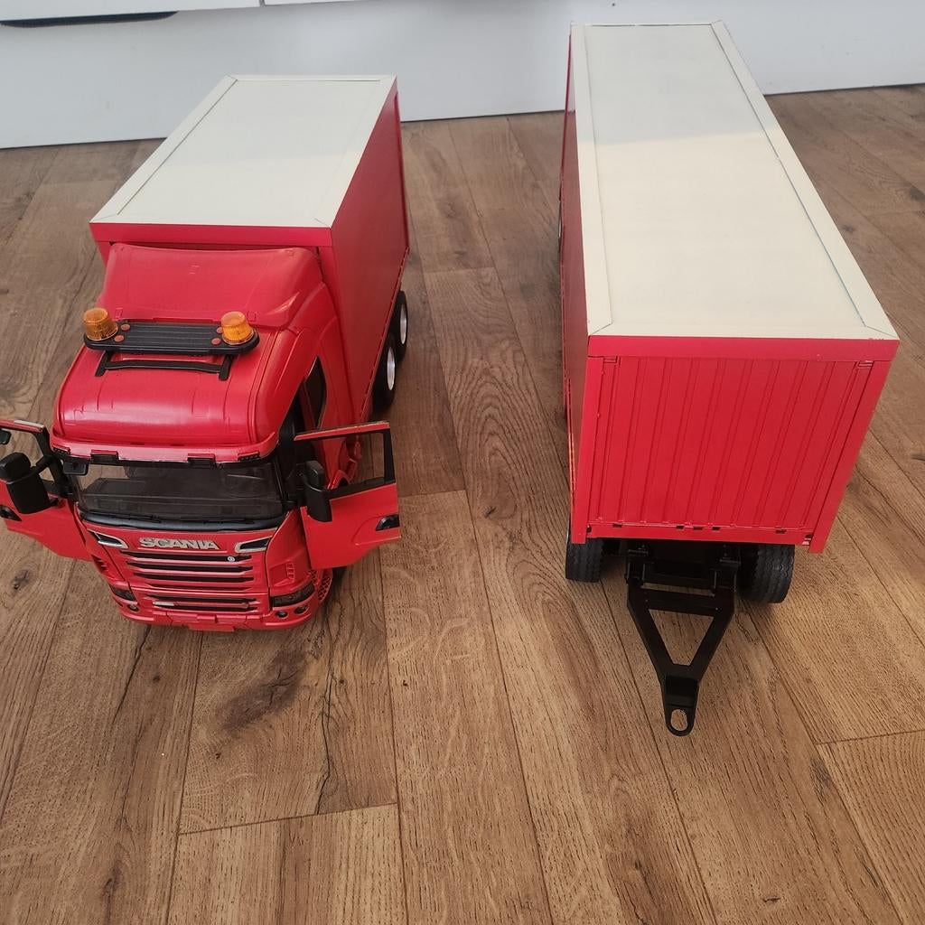 Bruder Scania vrachtwagen met aanhanger, Ophalen of Verzenden, Zo goed als nieuw