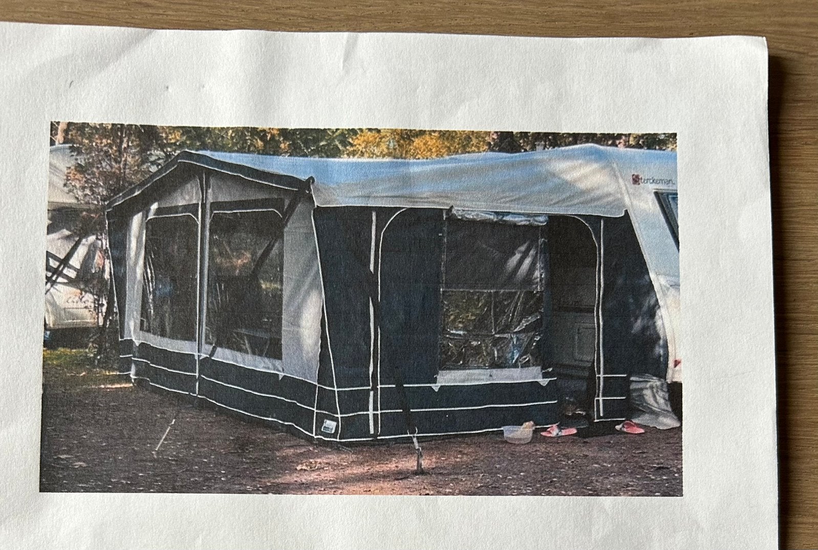Voortent Granada 270 maat 12 incl stalenframe, Ophalen, Gebruikt