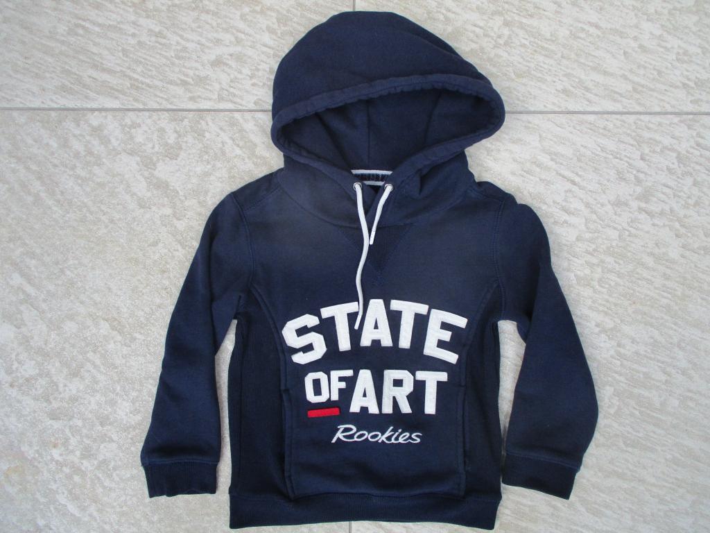State of Art capuchon sweater blauw maat 104 trui, Ophalen of Verzenden, Zo goed als nieuw, Jongen, Trui of Vest
