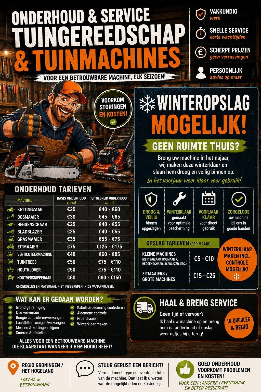Onderhoud & Service Tuingereedschap & Tuinmachines, Ophalen