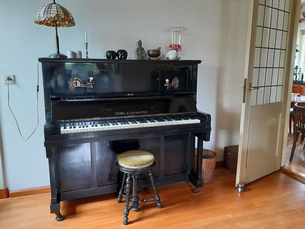 Zwarte piano met krukje - Merk: UEBEL & LECHLEITER, Ophalen of Verzenden, Gebruikt, Zwart