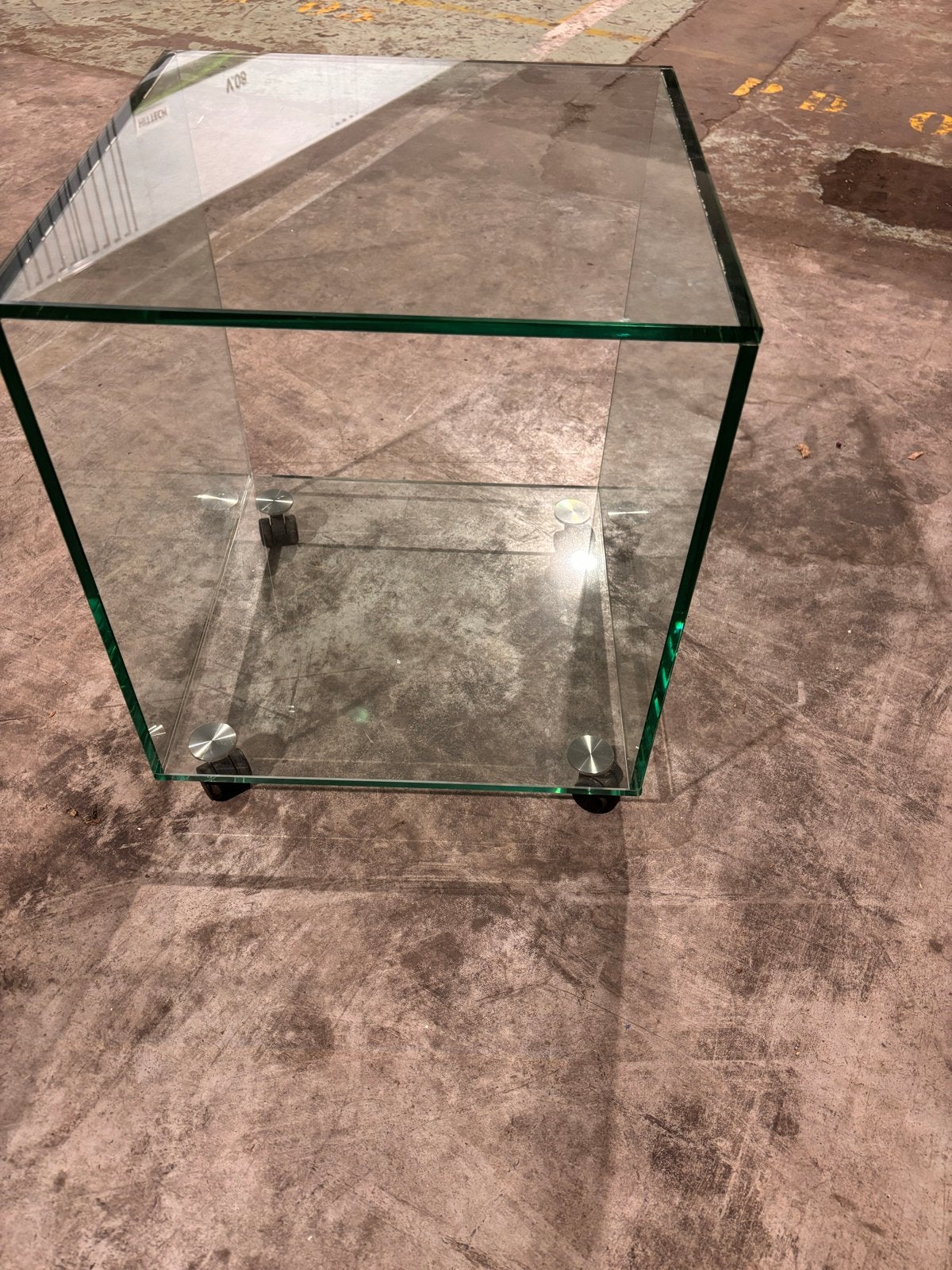 Glazen bijzettafel/kubus, Minder dan 55 cm, Vierkant, Ophalen of Verzenden, Minder dan 45 cm