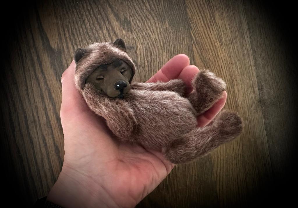 Teddybeer bruin handgemaakt beweegbaar pop doll teddy beer, Verzenden, Nieuw, Stoffen beer, Overige merken
