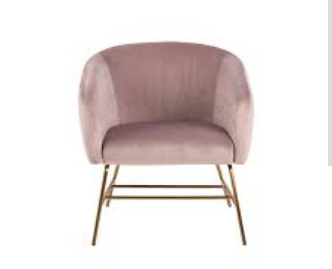 Twee roze velvet fauteuils 'Belfast' met gouden poten, Ophalen, Minder dan 75 cm, Modern, Elegant, Zo goed als nieuw