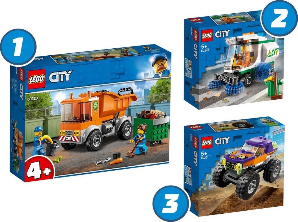 Lego 66686 - City Vuilniswagen Straatveegmachi Monstertruck, City, Lego, Nieuw, Ophalen of Verzenden