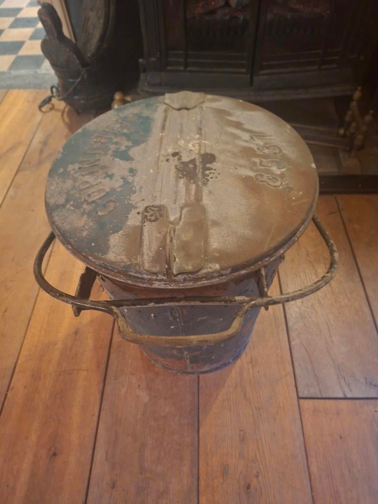 Vintage zinken vuilnisemmer Gorinchem, Antiek en Kunst, Ophalen of Verzenden
