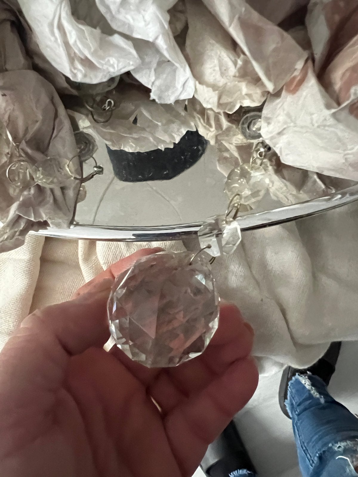 Woonkamer lamp met kristal, Ophalen, Zo goed als nieuw, Glas