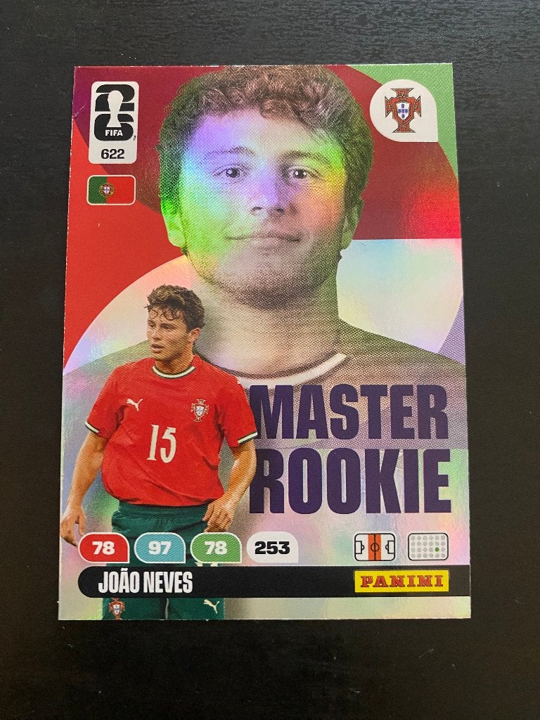 João Neves WK 2026 Panini Master Rookie Kaart, Hobby en Vrije tijd, Stickers en Plaatjes, Ophalen of Verzenden, Nieuw, Plaatje