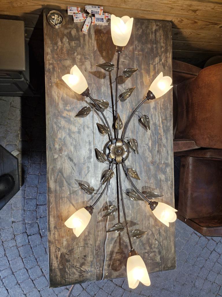Italiaanse bloemenlamp 120x65cm voor plafond of wand, Ophalen of Verzenden, Gebruikt, Glas, Italiaans, Bloemig, Klassiek