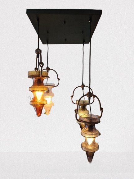 Vintage Nanny Still "Stalactite" Hanglamp 4 Kelken, Ophalen, Gebruikt, Glas