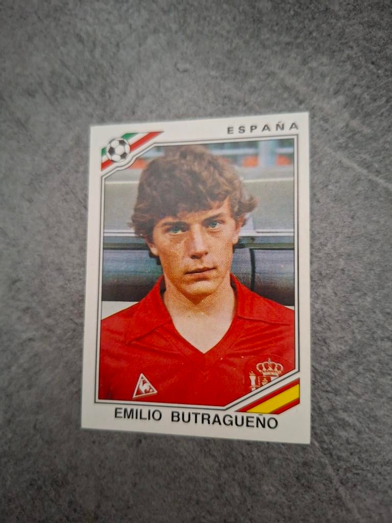 Panini sticker WK 86 Mexico. Emilio Butragueno Spanje., Verzenden, Zo goed als nieuw, Sticker