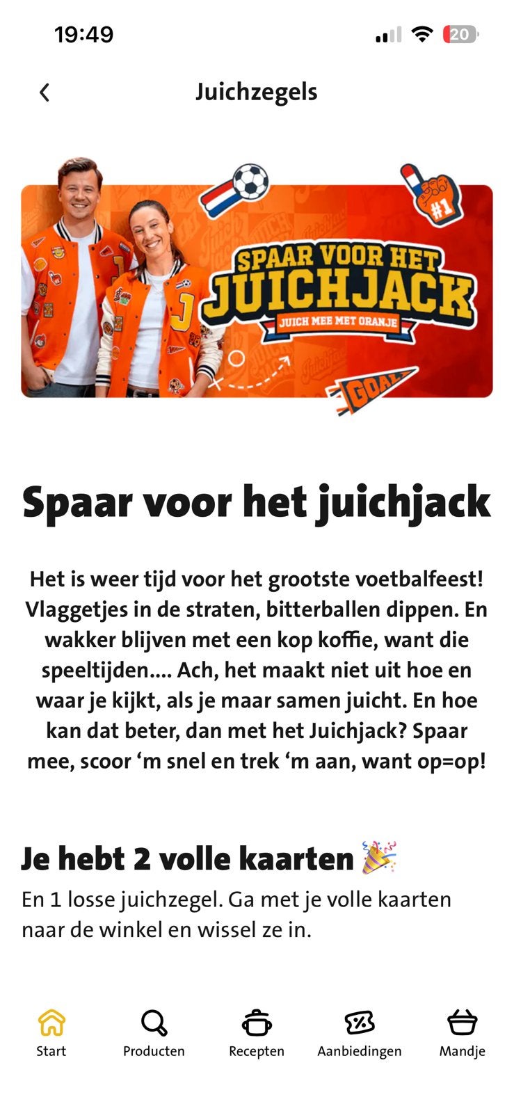 Spaarkaart jumbo zegels 1 kaart 2,00, Jumbo, Ophalen of Verzenden