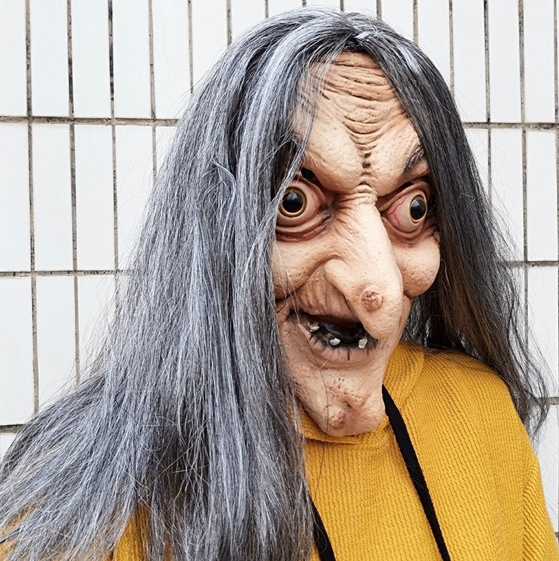 Enge Heks Masker Latex Halloween Carnaval Horror Witch, Verzenden, Nieuw, Feestartikel, Halloween of Griezel