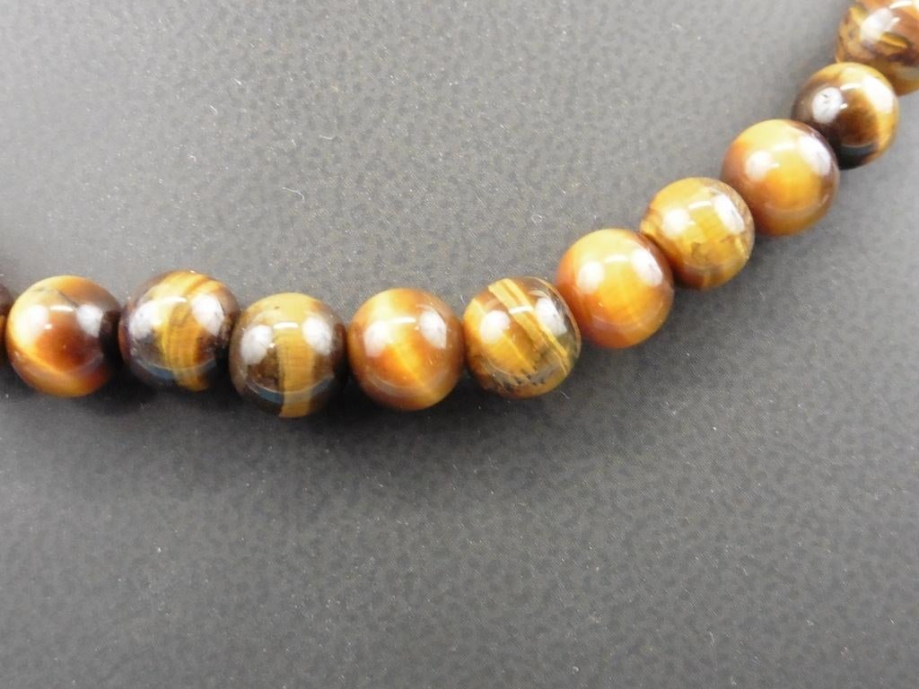 Tijgeroog collier met zilveren slot                      D42, Gebruikt, Overige kleuren, ., Ophalen of Verzenden