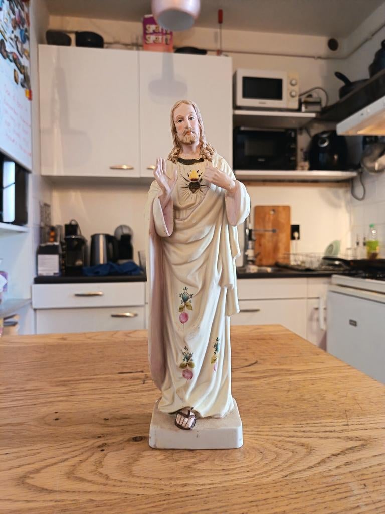 Vintage Heilig Hart Jezus beeld - Religieuze decoratie, Ophalen of Verzenden