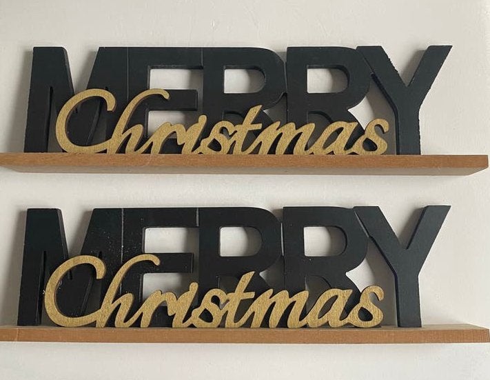 Kerst woondecoratie van hout, 35x10cm, 2 stuks, nieuw, Ophalen of Verzenden, Zo goed als nieuw