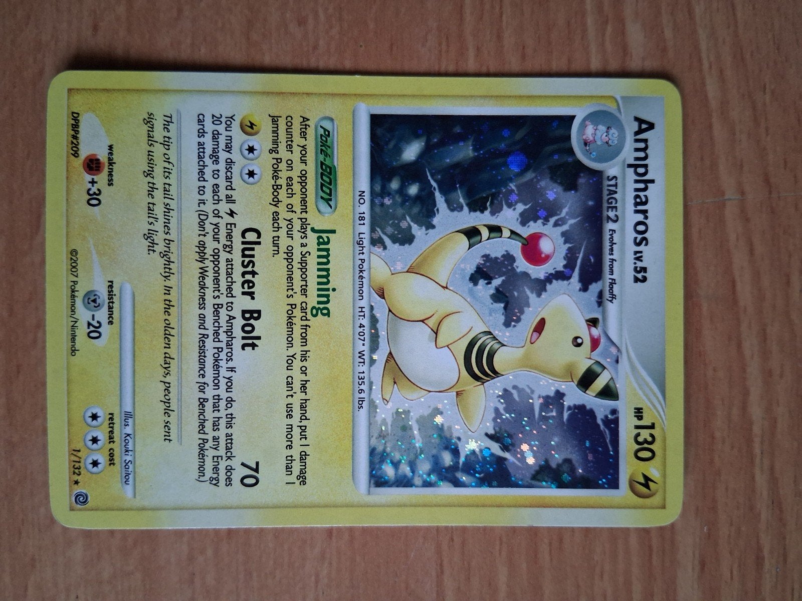 Pokémon Ampharos lv.52 kaart, Ophalen of Verzenden, Zo goed als nieuw, Losse kaart
