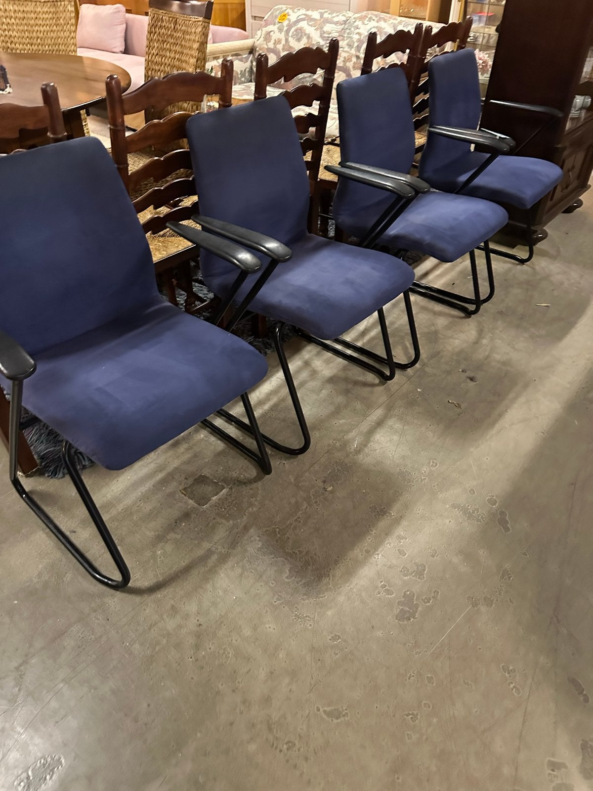 Set van 4 Martin Stoll Bureaustoelen - Blauw, Gebruikt