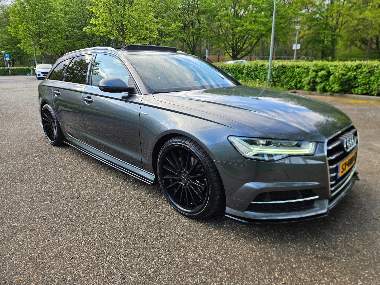 Audi A6 1.8Tfsi 2018 kleppensysteem 255pk beurt nieuwe apk!, Automaat, 1610 kg, Zwart, Leder en Stof
