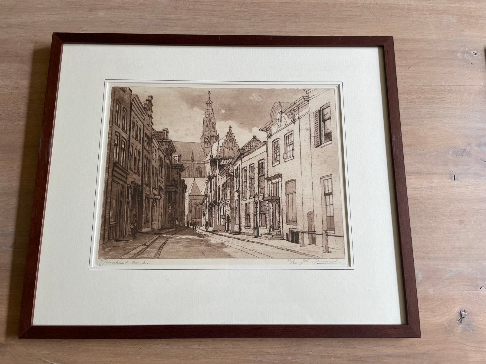 Johannes Josseaud - Ets "Sint Jansstraat Haarlem" (34/150), Ophalen of Verzenden