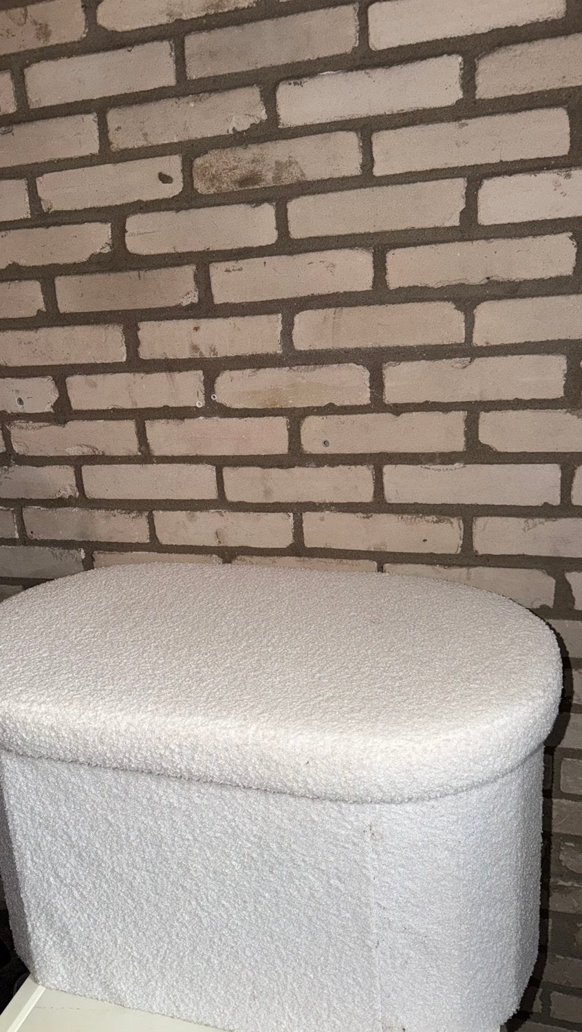 Poef teddystof, Ophalen, Zo goed als nieuw, Rond, Minder dan 50 cm