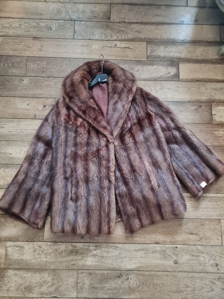 Vintage bruine bontjas, Heikant 21 Kaatsheuvel, Bruin, Maat 42/44 (L), Belle Vieille Brocante