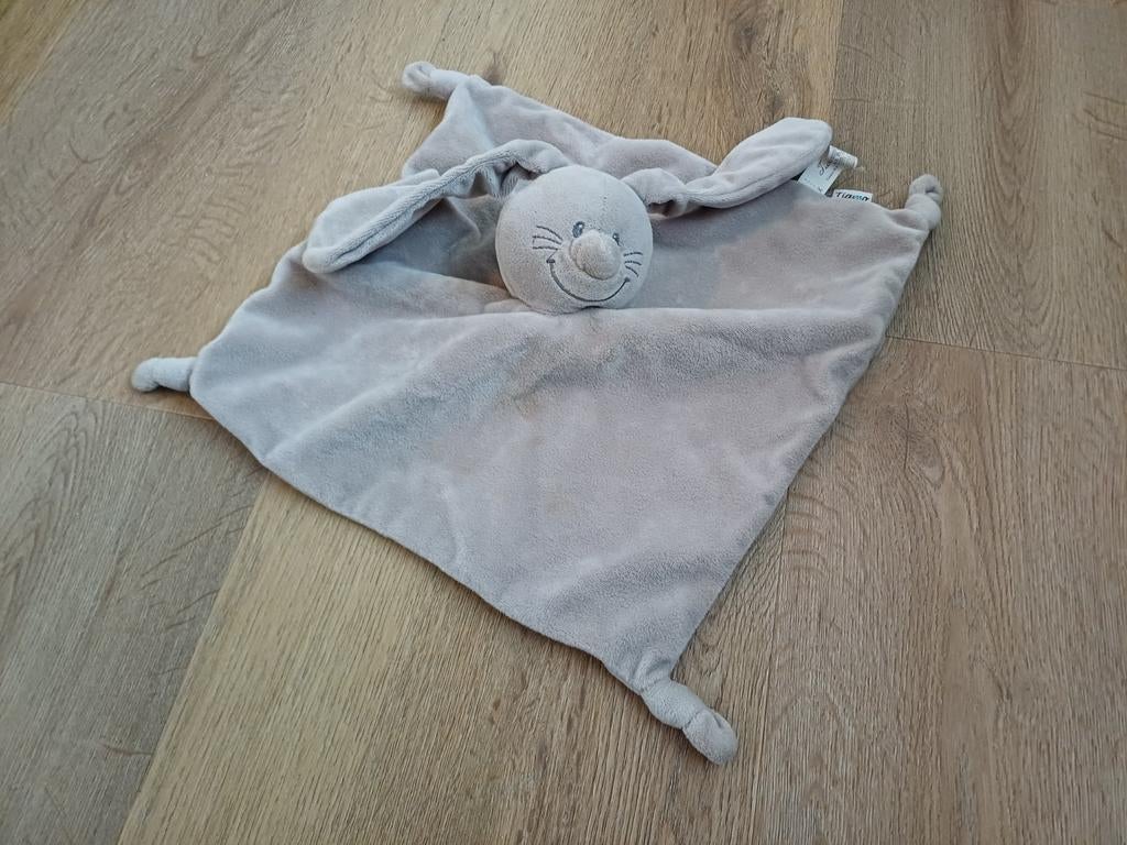 Tiamo basic bunny konijn grijs knuffeldoekje Knuffeldoek, Ophalen of Verzenden, Zo goed als nieuw, Konijn