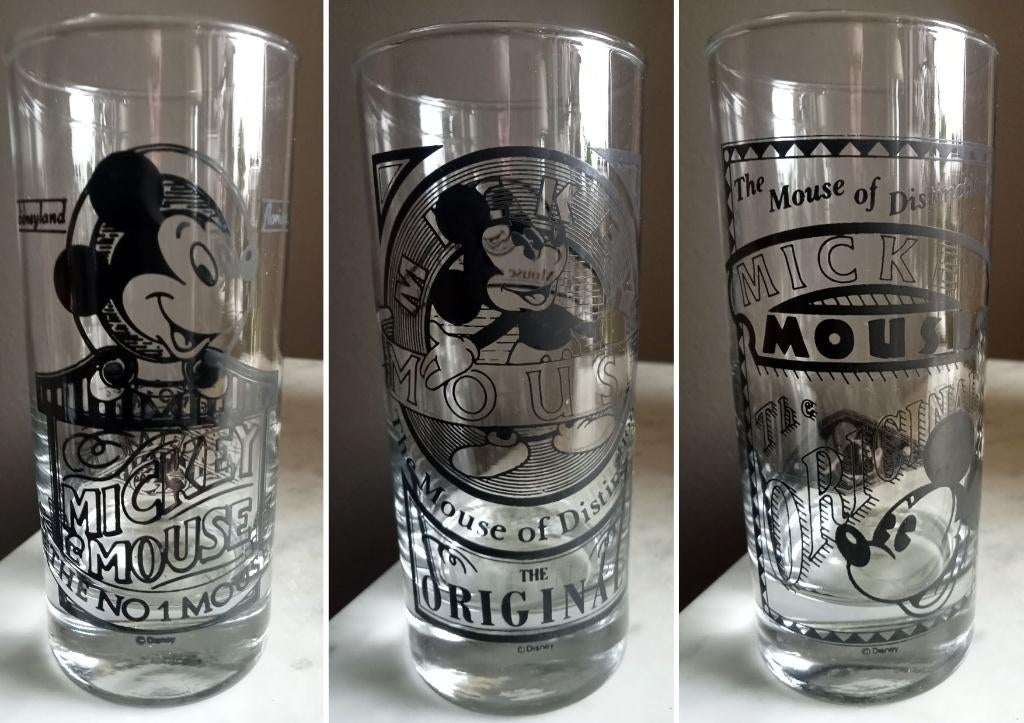 Disney Mickey Mouse Retro Vintage Verzamelglazen., Ophalen of Verzenden, Mickey Mouse, Zo goed als nieuw, Beeldje of Figuurtje